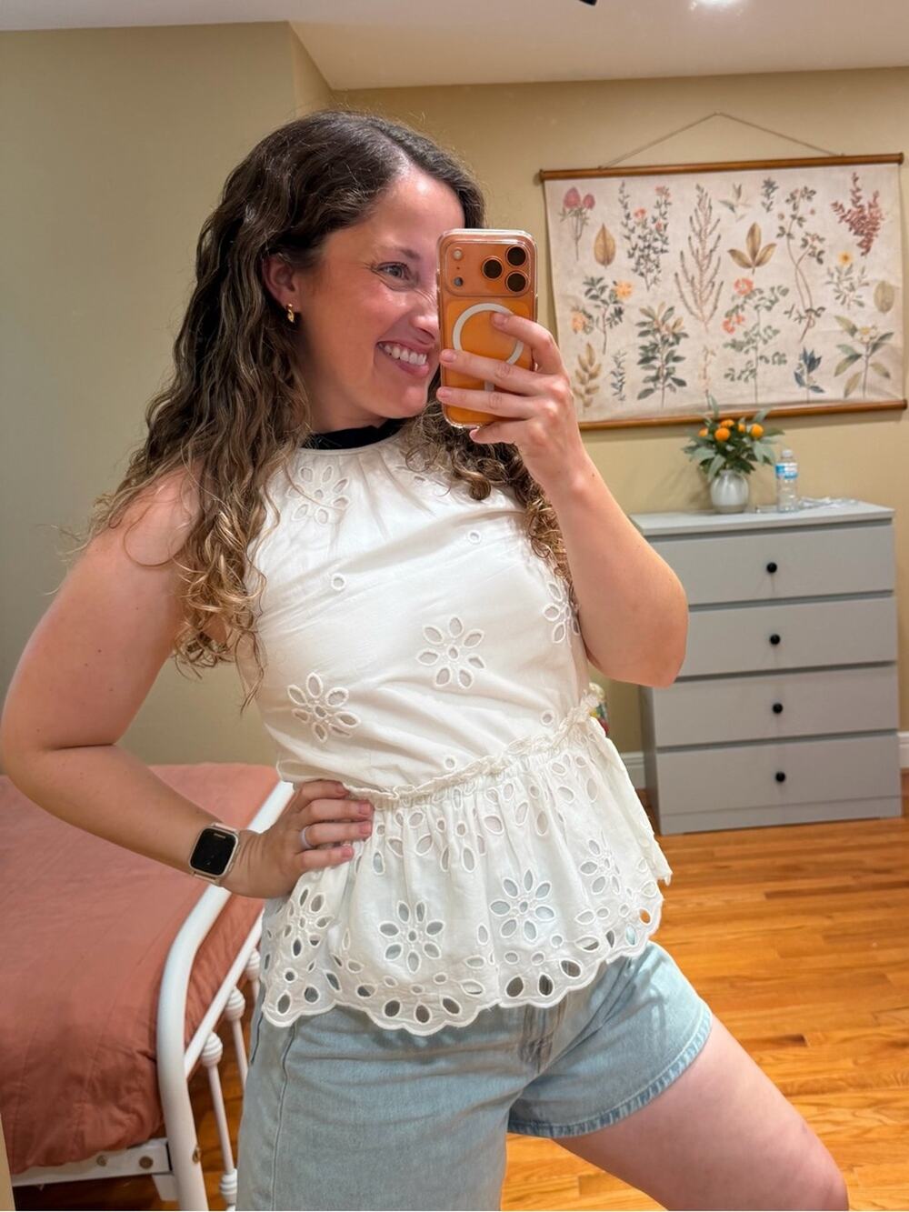 J. Crew Women’s White Eyelet Peplum Sleeveless Top XS